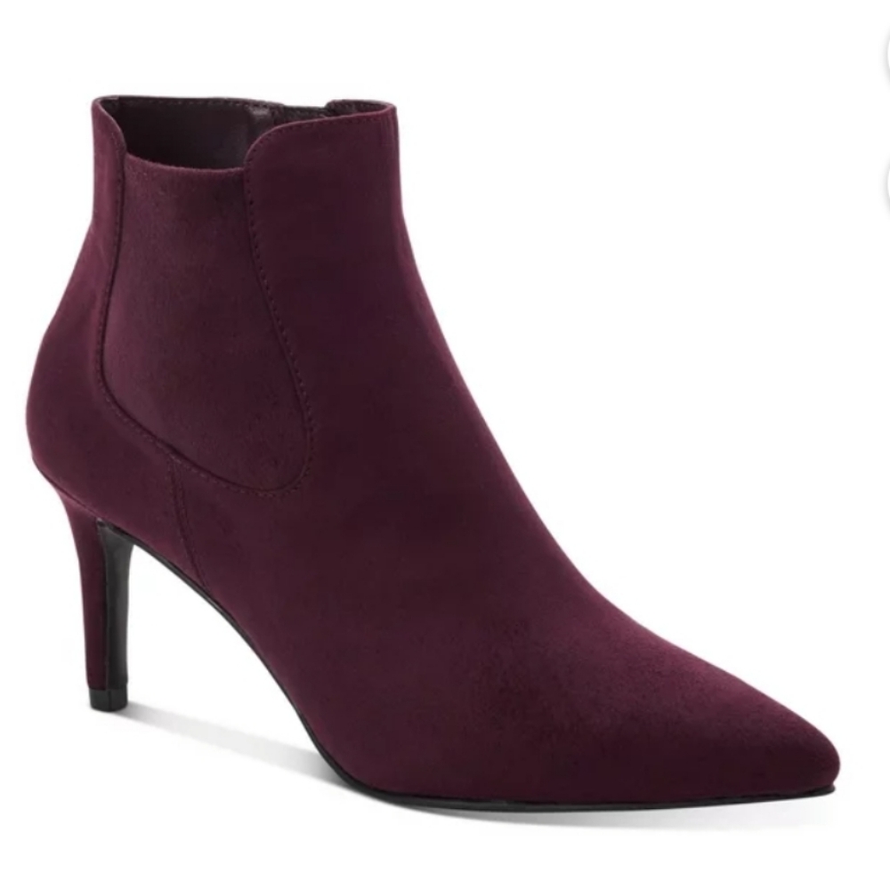 ALFANI Womens Burgundy Cushioned Stretch Jacklynne Pointed Toe Stiletto Zip-Up